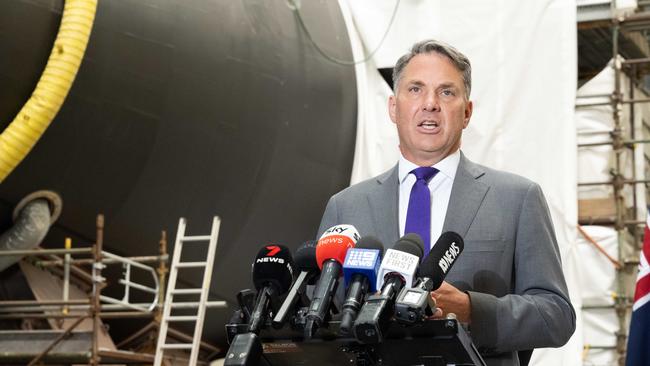 Defence Minister Richard Marles at Osborne Naval Shipyard in 2023. Picture: NCA NewsWire / Morgan Sette