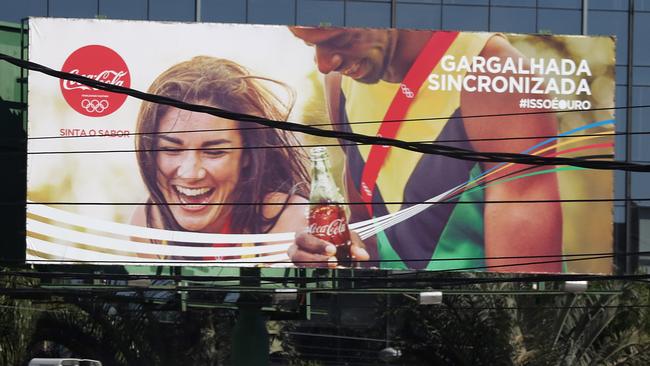 Michelle Jenneke can be seen on billboards on the streets of Rio. Picture: Alex Coppel.