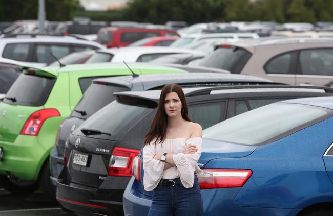 Mt Annan’s Elyse Strahan struggling to find a parking spot at Campbelltown Station in March this year.