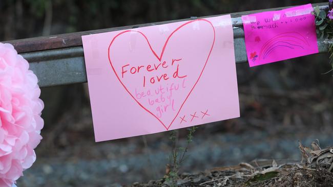 A sign left by Louise Adams and her six-year-old daughter, Sookie. Picture Rebecca Michael.