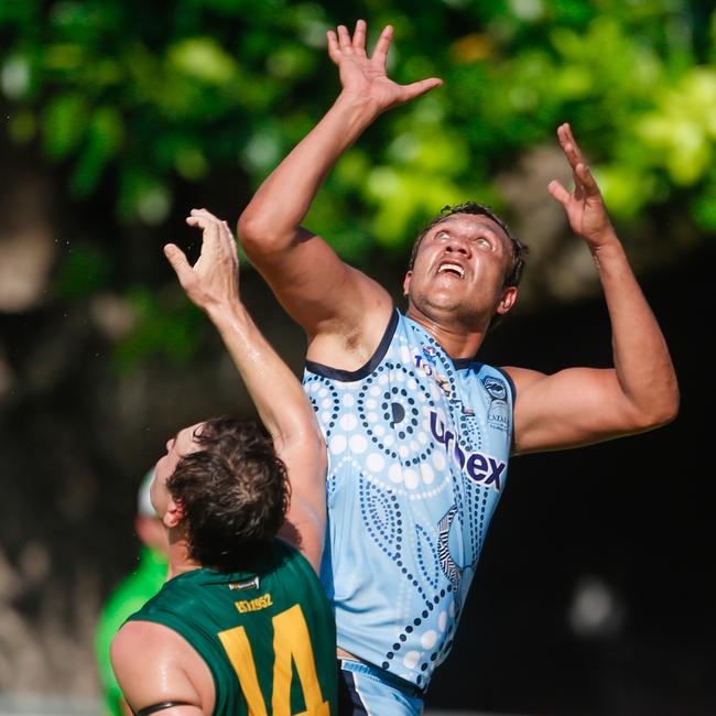 The Buffs’ Daniel Stafford soars for a mark against St Mary's at Gardens Oval. Picture: Glenn Campbell