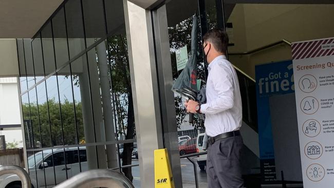 Mitchell Brock, 42, leaves Maroochydore Court House after pleading guilty to assault occasioning bodily harm and failing to leave a licensed venue. Picture: Aisling Brennan