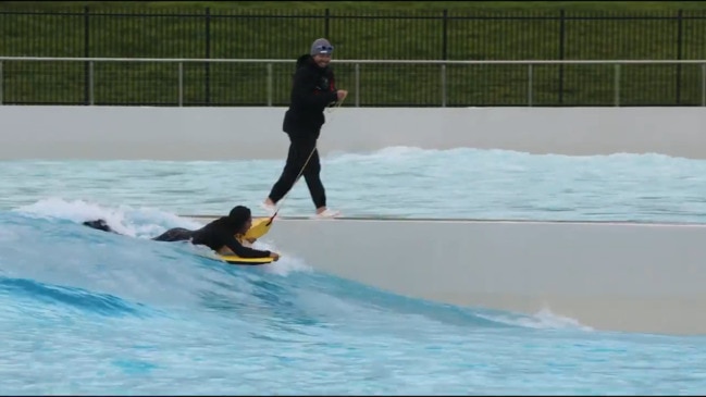 Jarome Luai rescued at UrbnSurf wave pool