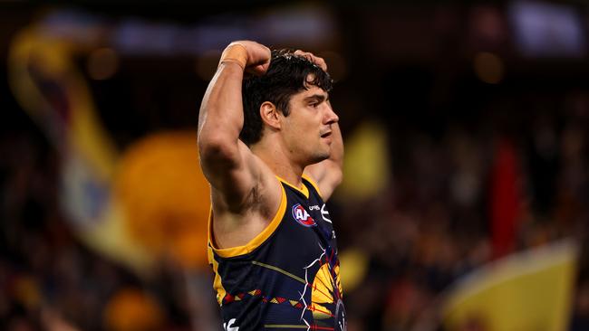 Shane McAdam celebrates a goal. Picture: James Elsby/AFL Photos via Getty Images