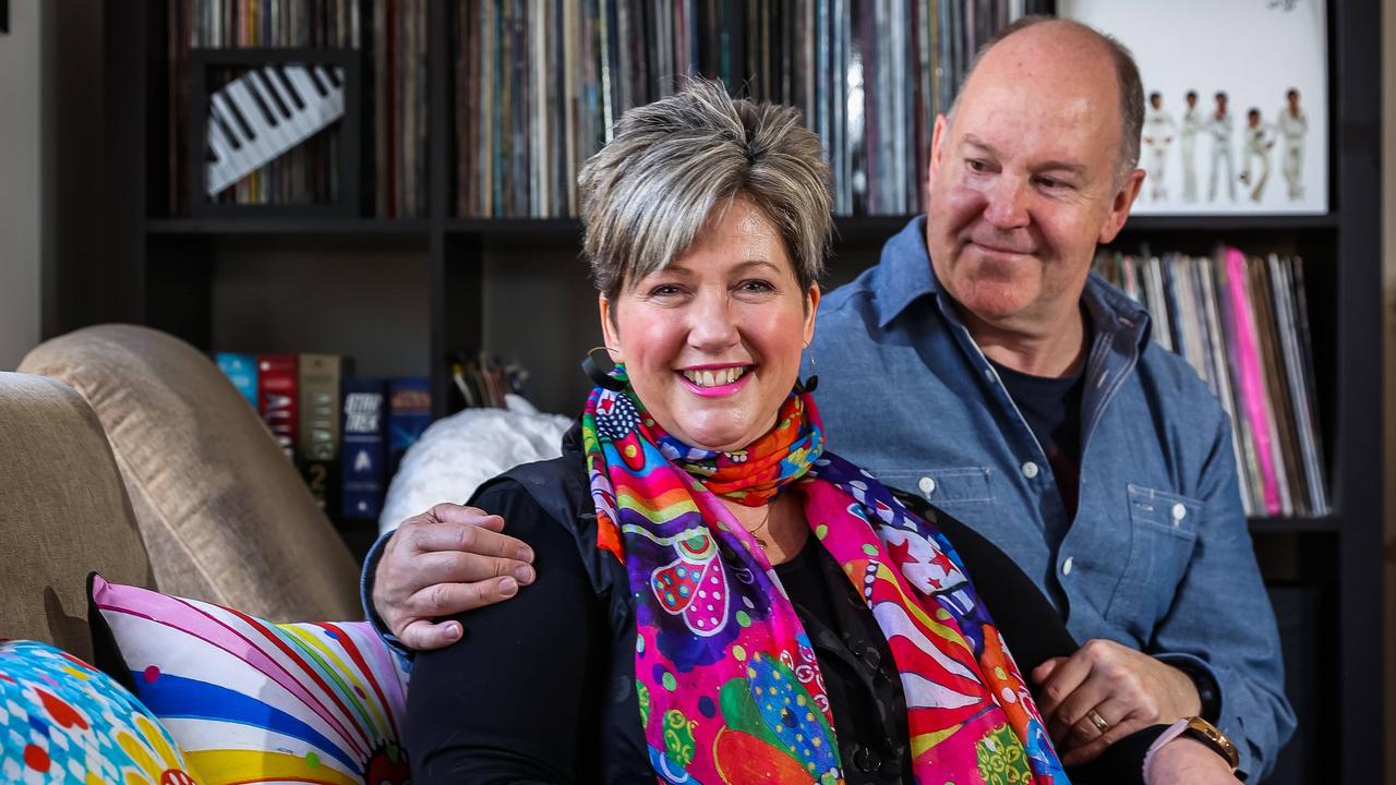 Mel Dzelde pictured with her husband Chris at their Nairne home. Picture: Tom Huntley