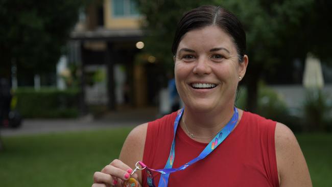 Chief Minister Natasha Fyles clocks up 2.5kms to kick off Australia Day 2023 at Darwin Waterfront. Picture: (A)manda Parkinson