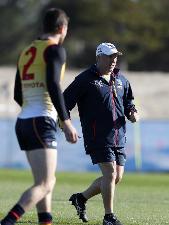 Crows midfield coach Michael Godden says SANFL umpires would be capable of officiating the Showdown. Picture: Sarah Reed