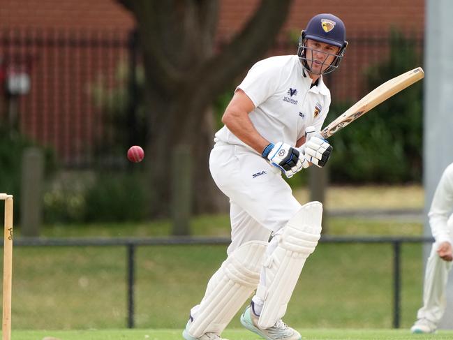 Premier Cricket: Kingston Hawthorn v Melbourne University at  Walter Galt Reserve. Josh Manning of Kingston Hawthorn batting.Picture : George Sal