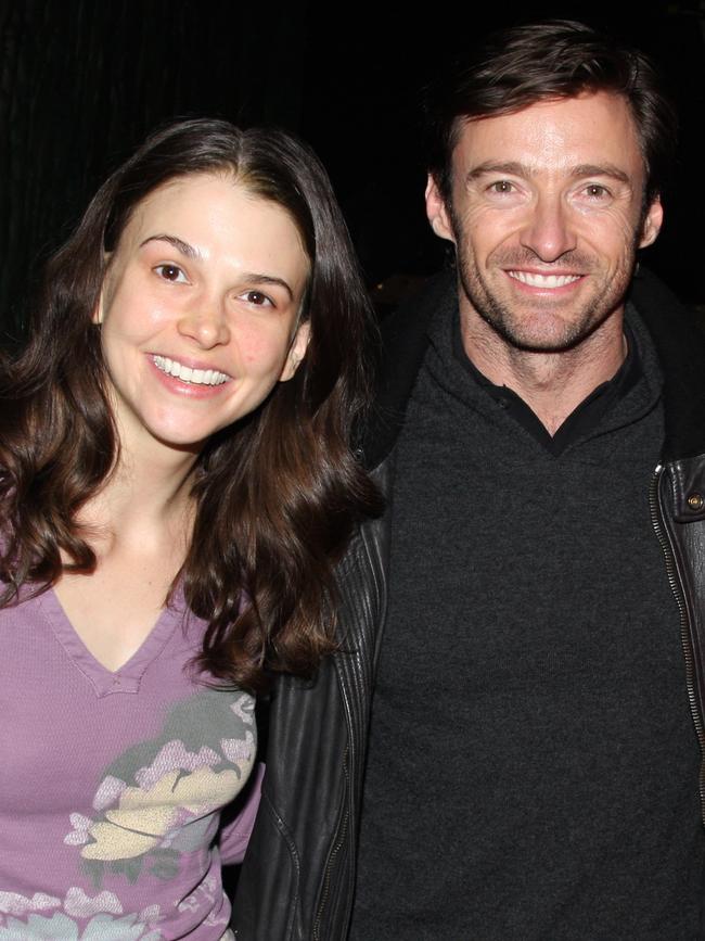 Hugh and Sutton, backstage at Shrek in 2008. Picture: Bruce Glikas/FilmMagic