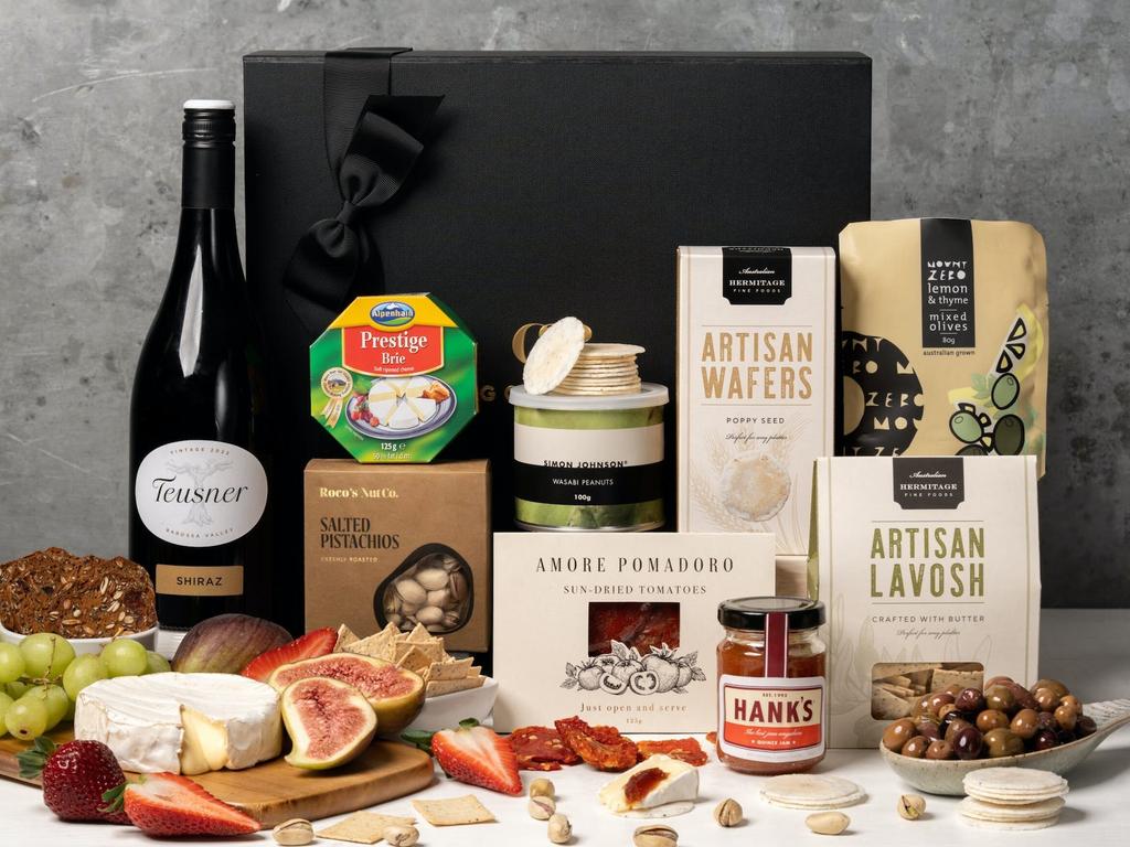 Prestige Brie Cheese and Wine Hamper. Picture: Myer.