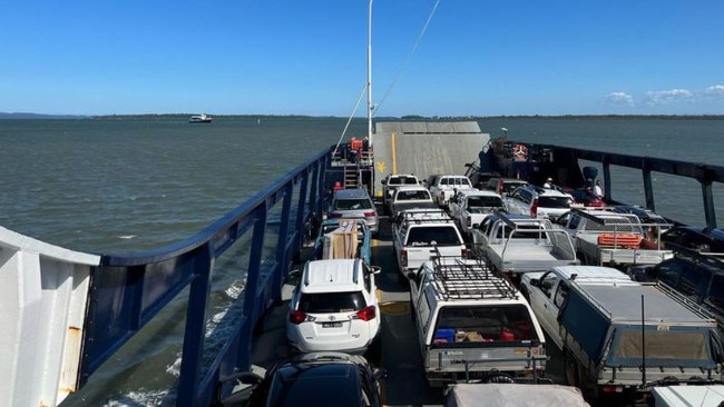 Cars on the barge to North Stradbroke Island. Picture: SeaLink