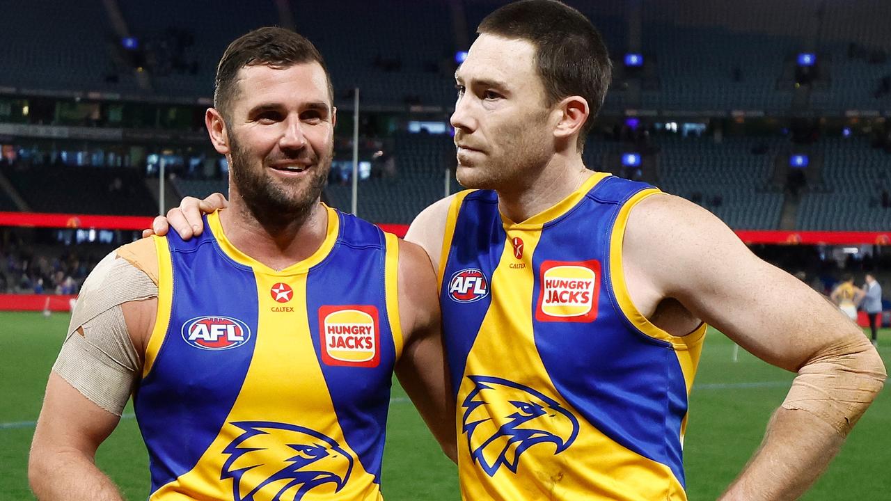 Jack Darling and Jeremy McGovern are sore. Picture: Michael Willson/AFL Photos