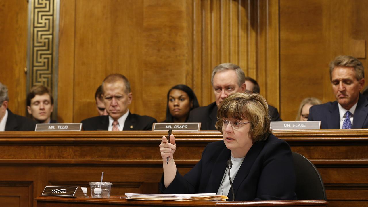 Prosecutor Rachel Mitchell questions Christine Blasey Ford as she testifies before the Senate Judiciary Committee. Picture: AP