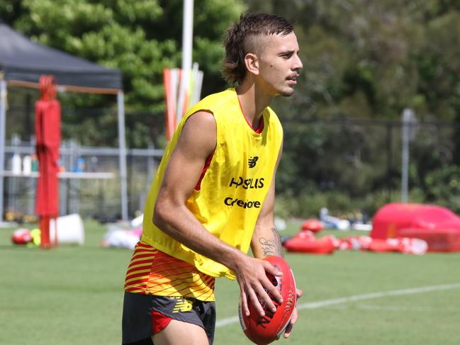 Territorian Joel Jeffrey in training with the Gold Coast Suns. Picture: AFL Media