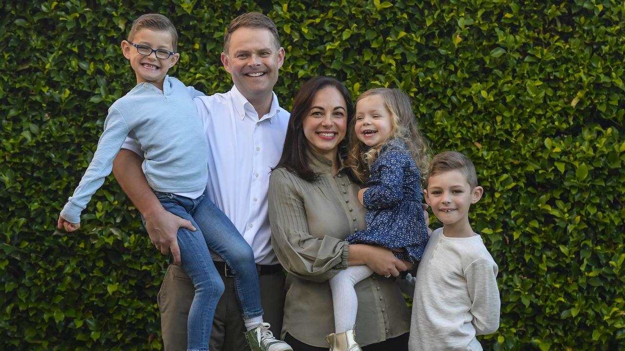 Treasurer Stephen Mullighan with wife Antonia, sons Ben and Isaac and daughter Olivia. Picture: RoyVPhotography