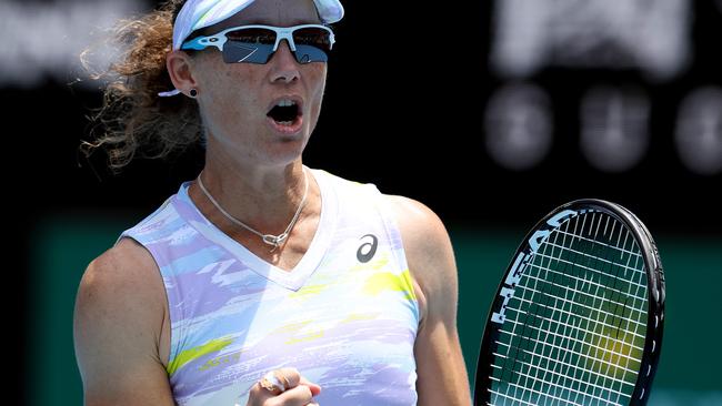 Sam Stosur rode a wave of emotions in her win over American wildcard Robin Anderson. Picture: Michael Klein