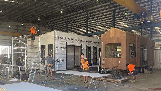 The tiny home prototype being built by Saltair Modular for a tiny homes expo later this year.