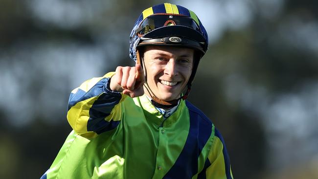 Jockey Dylan Gibbons won’t ride again until the New Year. Picture: Jason McCawley/Getty Images