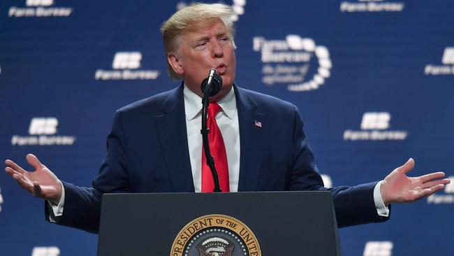 US President Donald Trump speaks at the American Farm Bureau Federation Annual Convention and Trade Show in Austin, Texas. Picture: Nicholas Kamm/AFP