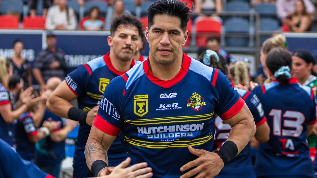 Western Clydesdales captain Emry Pere played his 100th Hostplus Cup game at the weekend. Picture: Benny Hassum Photography.