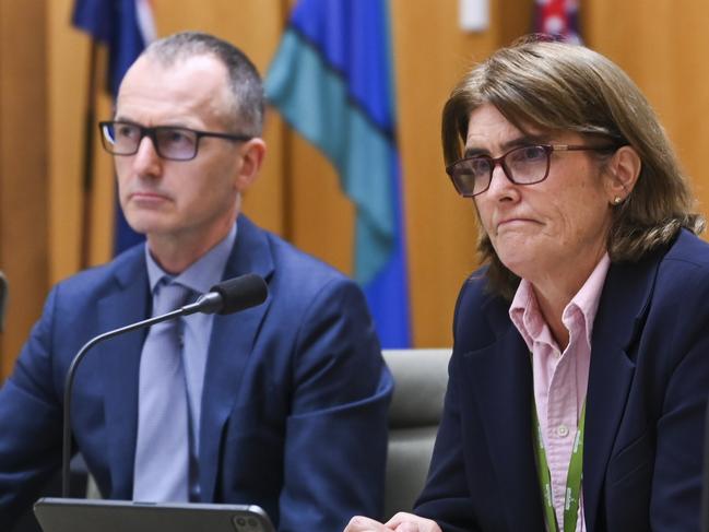 CANBERRA, AUSTRALIA, NewsWire Photos. FEBRUARY 15, 2024: Governor of the Reserve Bank of Australia, Michele Bullock and Christopher Kent - Assistant Governor (Financial Markets) appear before the Economics, Senate estimates at Parliament House in Canberra. Picture: NCA NewsWire / Martin Ollman