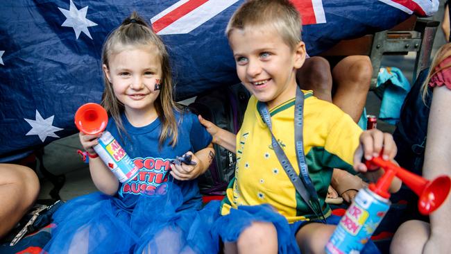 Kids celebrating Australia Day last year in Adelaide. Picture: Morgan Sette/AAP