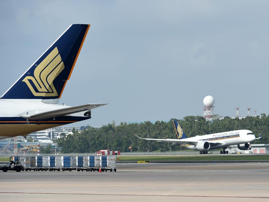 The Singapore Airlines Airbus A350-900 will fly passengers direct from Singapore to New York. Picture: AFP/Roslan Rahman