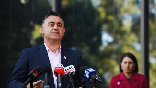 Deputy Premier John Barilaro speaks to the media during a press conference in Sydney. (AAP Image/Dean Lewins)