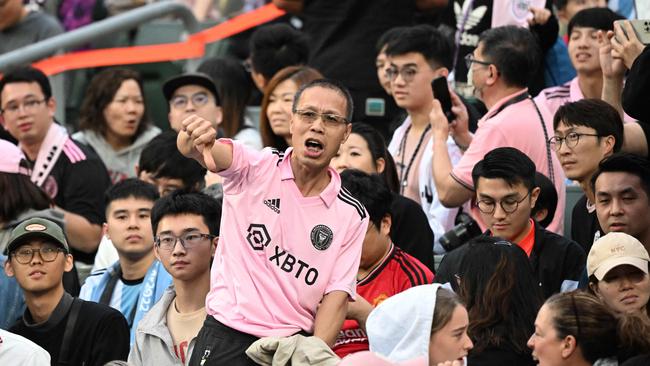 Fans react after a friendly football match in Hong Kong ended without an appearance by Inter Miami’s star player Lionel Messi. The outrage has since spread across China.Picture: AFP