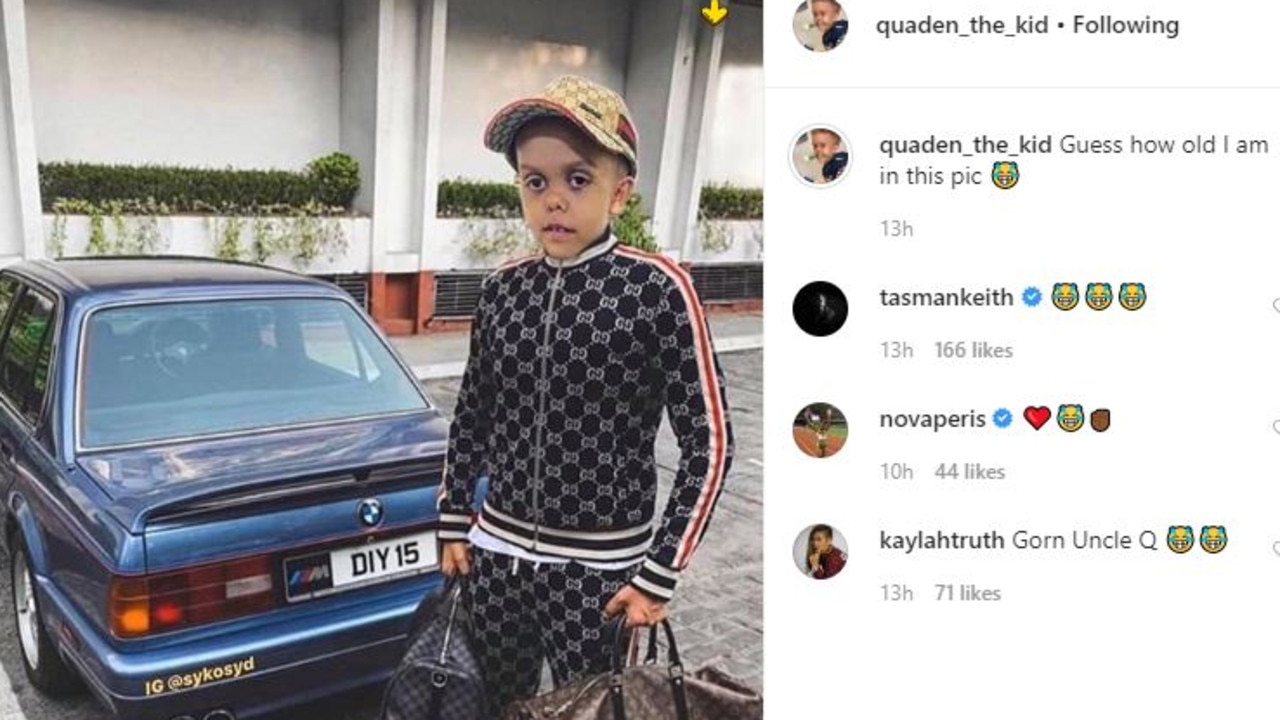 Quaden Bayles hits back at age rumours in Instagram post. Picture: Instagram/quaden_the_kid
