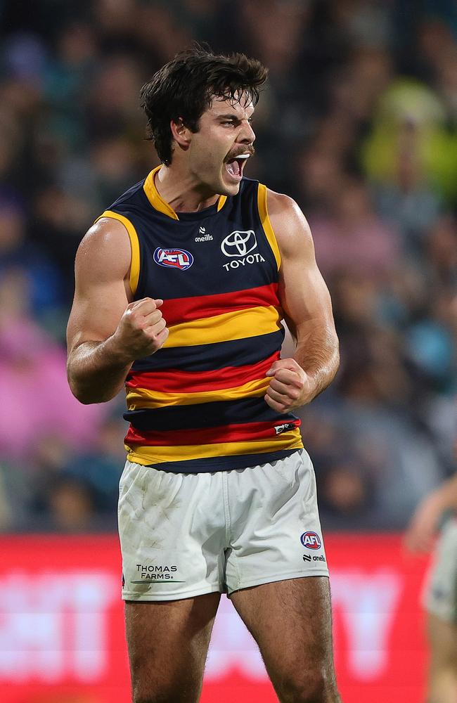 Darcy Fogarty was hot-headed on Saturday night. Picture: Sarah Reed/AFL Photos via Getty Images.