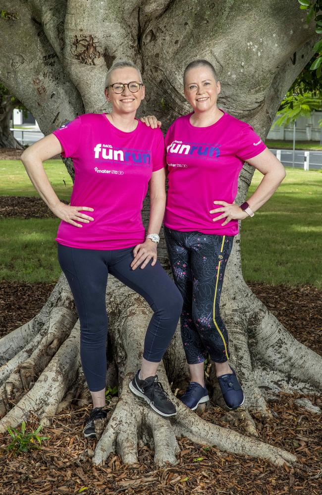 Sisters Margaret and Aisling Cunningham are participating in the 2021 Mater Chicks in Pink Fun Run. – Picture: Richard Walker