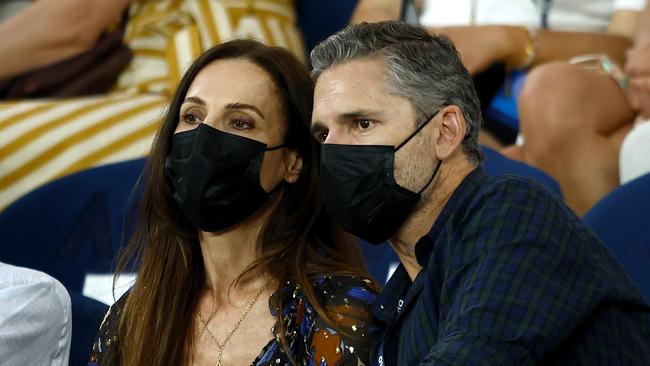 Eric Bana and his wife Rebecca Gleeson watched Barty take on Camila Giorgi earlier this week and will be back to watch Nadal. Picture: Getty