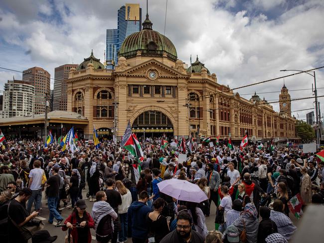 Anti-Israel protesters gathered in Melbourne. Picture: NewsWire