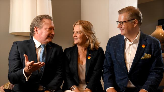 Andrew and Nicola Forrest and Minderoo Foundation CEO Andrew Hagger (right). Picture: Tricia Watkinson