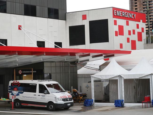 Paramedics and patients were forced to wait hours outside Box Hill hospital. Picture: David Crosling