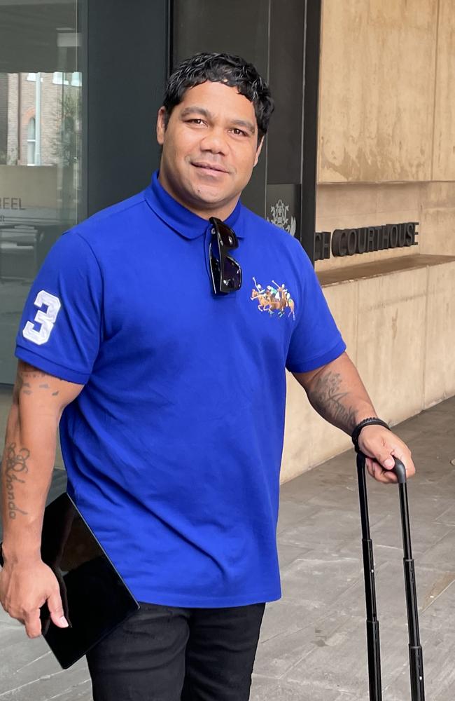 Chris Sandow outside Ipswich Courthouse after his trial for police assault charges on February 9, 2023. Picture: Nicola McNamara