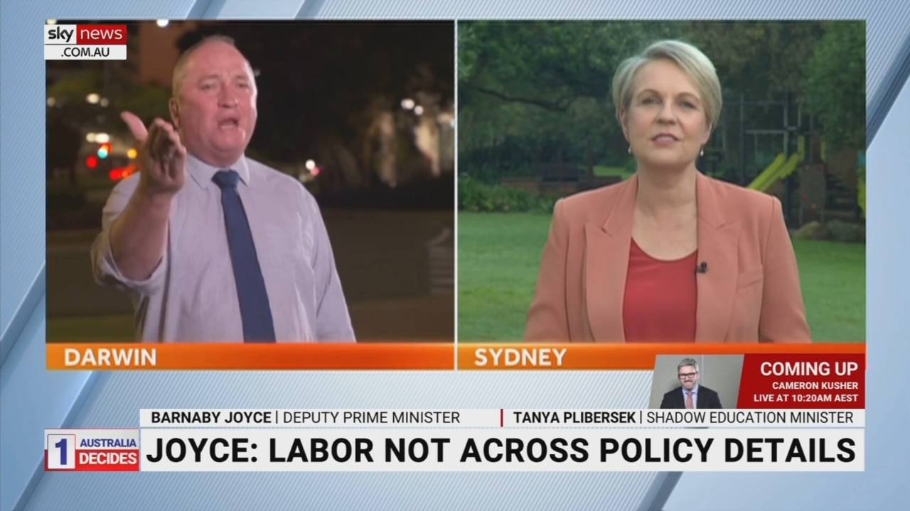 Joyce claims Plibersek is 'not across' policy details in fiery TV clash