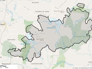 Current burn map for the Pechey, Hampton, Ravensbourne, Crows Nest area as at 3pm 18th November.