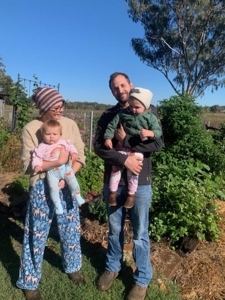 Sophie Spencer with daughters Margeaux (1) and Sylvie (2) and husband Sean. Photo: Contributed