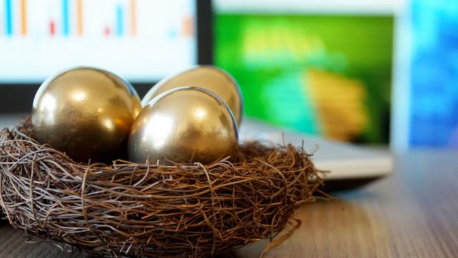 Golden Eggs. Making Money and Successful Investment. Generic superannuation nest eggs