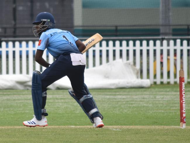 Advik Ajithjumar at the crease during his 68 off 104 balls. Picture: Sean Teuma