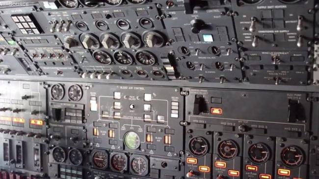 Pictured is a massive circuit board inside the jet Picture: Airsource Military/Youtube