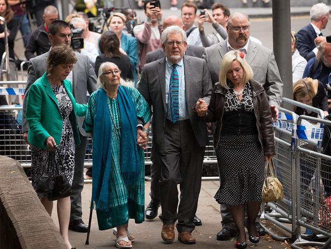 Guilty: Rolf Harris leaves court after hearing the verdict. Photo by Matthew Lloyd/Getty Images.