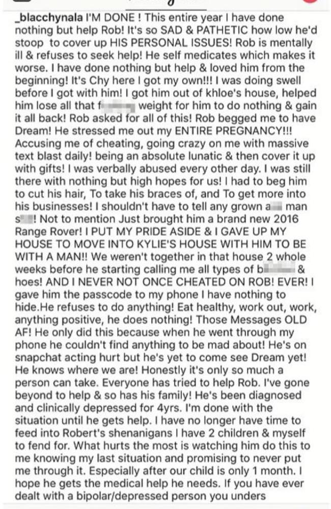 Blac Chyna has hit back at Rob Kardashian on Instagram. Picture: Instagram/Blac Chyna