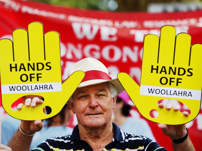 A supporter against forced council amalgamations at the Save Our Councils Coalition “Local Democracy — Not Dictatorship” rally at Hyde Park. Picture: Braden Fastier