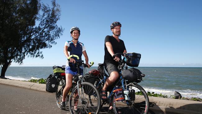 Rachel Yaseen and Rene Hagen set off from Bangkok in Thailand with a goal to cycle around the world. PICTURE: BRENDAN RADKE