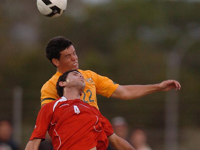 Troy Hearfield in action for the Olyroos in 2008.