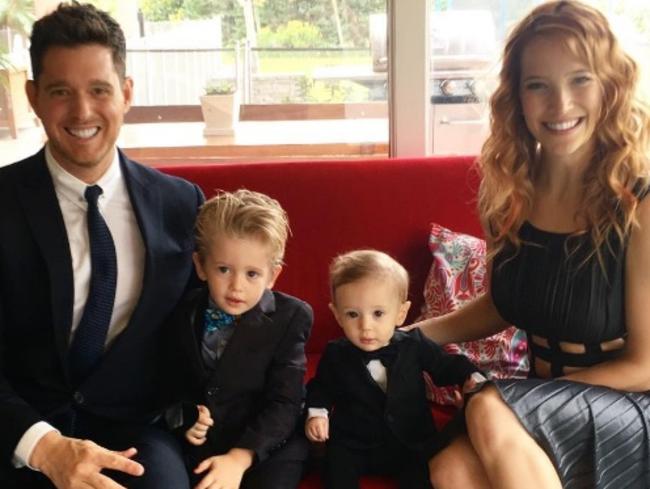 Michael Buble and family Michael is sitting next to Noah.