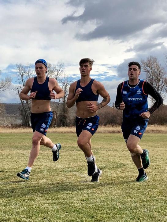 Cameron Zuhaar, Jy Simpkin and Paul Ahern sweat it out in Salt Lake City. Picture: nmfc.com.au